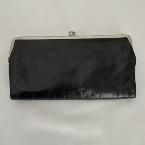 Hobo International Frame Clutch Wallet Black Patent Leather Kiss Lock Paisley